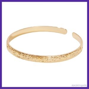Our Spare Change Elegant Floral Gold-Tone Bangle Cuff Bracelet NEW
